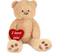 BRUBAKER XXL Ours en peluche 100 cm Beige avec un cœur I Love You Peluche