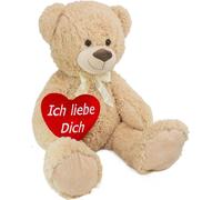BRUBAKER XXL Ours en peluche 100 cm beige avec un cœur je t'aime Peluche