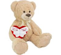 BRUBAKER XXL Ours en peluche 100 cm grand Beige avec 'On appelle maman un ange sans ailes' Coeur Peluche