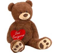 Brubaker XXL Ours en peluche 100 cm Marron avec un cœur de Seni Seviyorum Peluche