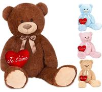 Brubaker XXL Ours en peluche 100 cm Marron avec un cœur Je T'Aime Peluche
