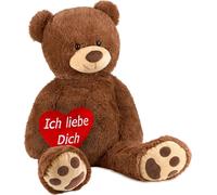 Brubaker XXL Ours en peluche 100 cm Marron avec un cœur Je t'aime Peluche