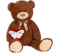 BRUBAKER XXL Ours en peluche 100 cm Marron avec un Un ange sans ailes s'appelle maman coeur Peluche