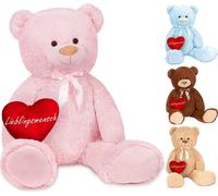 Brubaker XXL Ours en peluche 100 cm rose avec un cœur de personne préférée Peluche