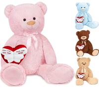 Brubaker XXL Ours en peluche 100 cm rose avec un Un ange sans ailes s'appelle maman cœur peluche animal en peluche