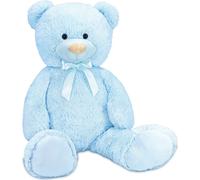 BRUBAKER XXL Ours en peluche 100 cm - Teddy grand animal en peluche - Peluche avec ruban, bleu