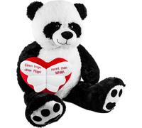 BRUBAKER XXL Panda 100 cm avec 'On appelle maman un ange sans ailes' cœur - Peluche - Doudou ours en peluche