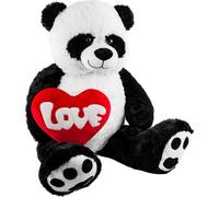 BRUBAKER XXL Panda 100 cm grand avec Love Herz - Peluche Ours en peluche