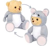 BRUBIES Teddy Mouse - 25 cm Ours en peluche en costume de souris avec capuche - Peluche pour des aventures douillettes - Cadeau doudou pour enfants - Gris