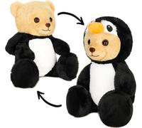 BRUBIES Teddy Pinguin - Ours en peluche de 25 cm en costume de pingouin avec capuche - Cadeau en peluche pour enfants - Peluche pour des aventures douillettes