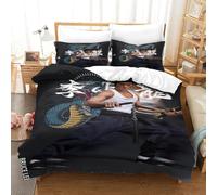Bruce Lee 3D Imprimé Chinese Kung Fu Housse De Couette Housses De Couettes Pour Adultes Et Enfants E Avec Fermeture À Glissière Microfibr Avec Taies Parure De Lit 3 Pièces Single(140x200cm)