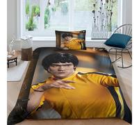 Bruce Lee 3D Imprimé Chinese Kung Fu Housses De Couettes Pour Adultes Et Enfants Housse De Couette Parure De Lit Avec Taies E Avec Fermeture À Glissière Microfibr 2 Pièces Single(135x200cm)