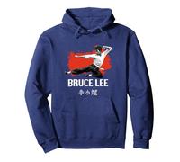Bruce Lee Arts Martiaux Kung Fu Kick Sweat à Capuche, Unisexe pour Adultes, Bleu Marine, L