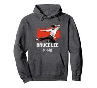 Bruce Lee Arts Martiaux Kung Fu Kick Sweat à Capuche, Unisexe pour Adultes, Chiné Foncé, XL