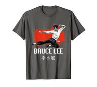 Bruce Lee Arts Martiaux Kung Fu Kick T-Shirt, Homme, Asphalte, M