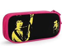 Bruce Lee Étui À Stylos Grande Capacité Étui À Crayons Double Fermeture Éclair Organisateur De Papeterie Sac De Papeterie Sac À Cosmétiques Rose-Rose