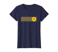 Bruce Lee Flying Kick Silhouette Yellow Circle Logo T-Shirt, Femme, Bleu Marine, S