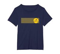 Bruce Lee Flying Kick Silhouette Yellow Circle Logo T-Shirt, Femme Grandes Tailles, Bleu Marine, 2X