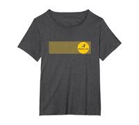 Bruce Lee Flying Kick Silhouette Yellow Circle Logo T-Shirt, Femme Grandes Tailles, Chiné Foncé, 1X