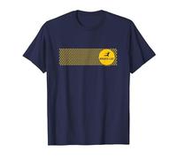 Bruce Lee Flying Kick Silhouette Yellow Circle Logo T-Shirt, Homme, Bleu Marine, S
