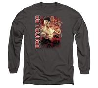 Bruce Lee Fury Unisex Long Sleeve T Shirt, Charcoal, Charbon, S Mixte