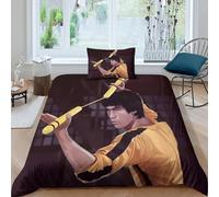 Bruce Lee Housses De Couettes Housse De Couette Pour Adultes Et Enfants 3D Imprimé Chinese Kung Fu Microfibr Parure De Lit E Avec Fermeture À Glissière Avec Taies 2 Pièces Single(135x200cm)