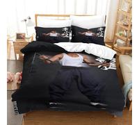 Bruce Lee Housses De Couettes Pour Adultes Et Enfants Housse De Couette 3D Imprimé Chinese Kung Fu Microfibr Avec Taies Parure De Lit E Avec Fermeture À Glissière 3 Pièces Single(140x200cm)