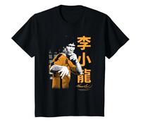 Bruce Lee Iconic Fight Pose Yellow Text Retro Martial Arts T-Shirt, Enfant, Noir, 6 Ans