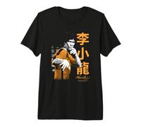 Bruce Lee Iconic Fight Pose Yellow Text Retro Martial Arts T-Shirt Haut de Gamme