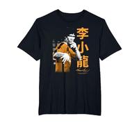 Bruce Lee Iconic Fight Pose Yellow Text Retro Martial Arts T-Shirt, Homme Grandes Tailles, Noir, 6X Tall