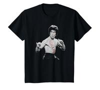 Bruce Lee Iconic Martial Art Pose Monochrome Poster T-Shirt, Enfant, Noir, 10 Ans