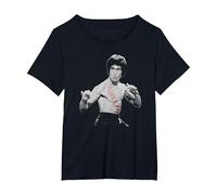 Bruce Lee Iconic Martial Art Pose Monochrome Poster T-Shirt, Femme Grandes Tailles, Noir, 6X