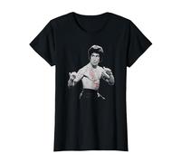 Bruce Lee Iconic Martial Art Pose Monochrome Poster T-Shirt, Femme, Noir, XS
