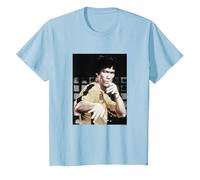 Bruce Lee Iconic Yellow Jumpsuit Vintage Poster T-Shirt, Enfant, Bleu Céleste, 4 Ans