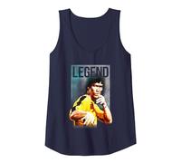 Bruce Lee Legend Iconic Yellow Jumpsuit Vintage Poster Débardeur, Femme, Bleu Marine, S