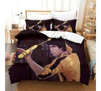 Bruce Lee Pour Adultes Et Enfants Housses De Couettes Housse De Couette 3D Imprimé Chinese Kung Fu Parure De Lit Avec Taies Microfibr E Avec Fermeture À Glissière 3 Pièces Single(140x200cm)