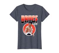 Bruce Lee The Big Boss Fists of Fury Rétro T-Shirt, Femme, Bleu Chiné, S