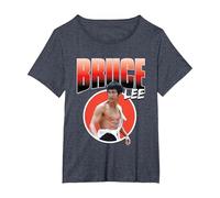Bruce Lee The Big Boss Fists of Fury Rétro T-Shirt, Femme Grandes Tailles, Bleu Chiné, 6X