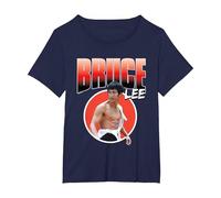 Bruce Lee The Big Boss Fists of Fury Rétro T-Shirt, Femme Grandes Tailles, Bleu Marine, 5X