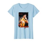 Bruce Lee The Dragon Game of Death Rétro T-Shirt, Femme, Bleu Céleste, XXL
