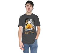 Bruce Lee Yellow Dragon Unisex T Shirt, Charcoal, Charbon, L Mixte