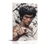 Bruce Lee's Fist Poster sur toile murale vintage pour salon, chambre d'enfant, dortoir, café, salle de bain, convient pour chambre à coucher, salle de sport, style classique cool, 20 x 30 cm, avec