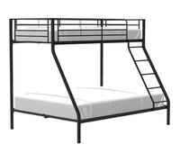Lits superposes en metal - Noir - Sommiers inclus - 90/140 x 190 cm - BRUCE
