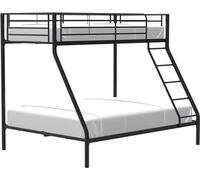 BRUCE Lits superposés 3 places - 90/140 x 190 cm - Noir- En métal - Sommiers inclus