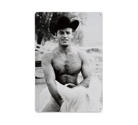 Bruce of La - Vintage Gay Cowboy équitation cheval blanc torse nu homoérotique Photoshoot 196s Gay Interest - 17, X 22, Fine Art Print - 1 Wall Decor Art Metal Tin Poster Modern Bar Decorations30 x 20