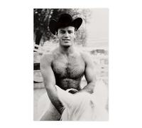 Bruce of La - Vintage Gay Cowboy équitation cheval blanc torse nu homoérotique Photoshoot 196s Gay Interest - 17, X 22, Fine Art Print - 1 poster autocollant 60 x 90 cm