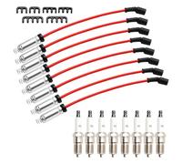 Bruce & Shark 8x Spark Plugs +Wires 10.5mm Set 19299585 pour Chevy GMC 4.8L 5.3L 6.0L V8