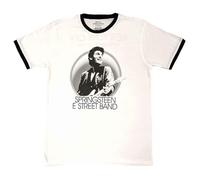 Bruce Springsteen Ringer T Shirt Nyc Logo Nouveau Officiel Unisex Blanc