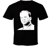 Bruce Willis 80s Action Star T Shirt Comfortable Casual Short Sleeve Tops Black XL