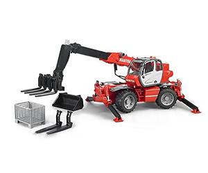 bruder 02129 - Chariot télescopique Manitou MRT 2150 | Chariot élévateur jouet pour chantier, ferme, agriculture, échelle 1:16